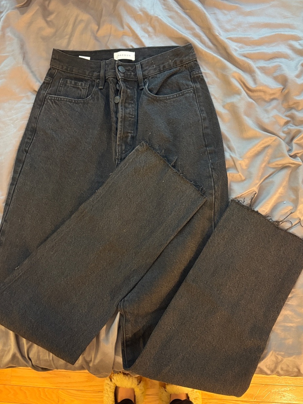 PacSun Black High-Rise Raw-Hem Straight Jeans “Dad Jeans”